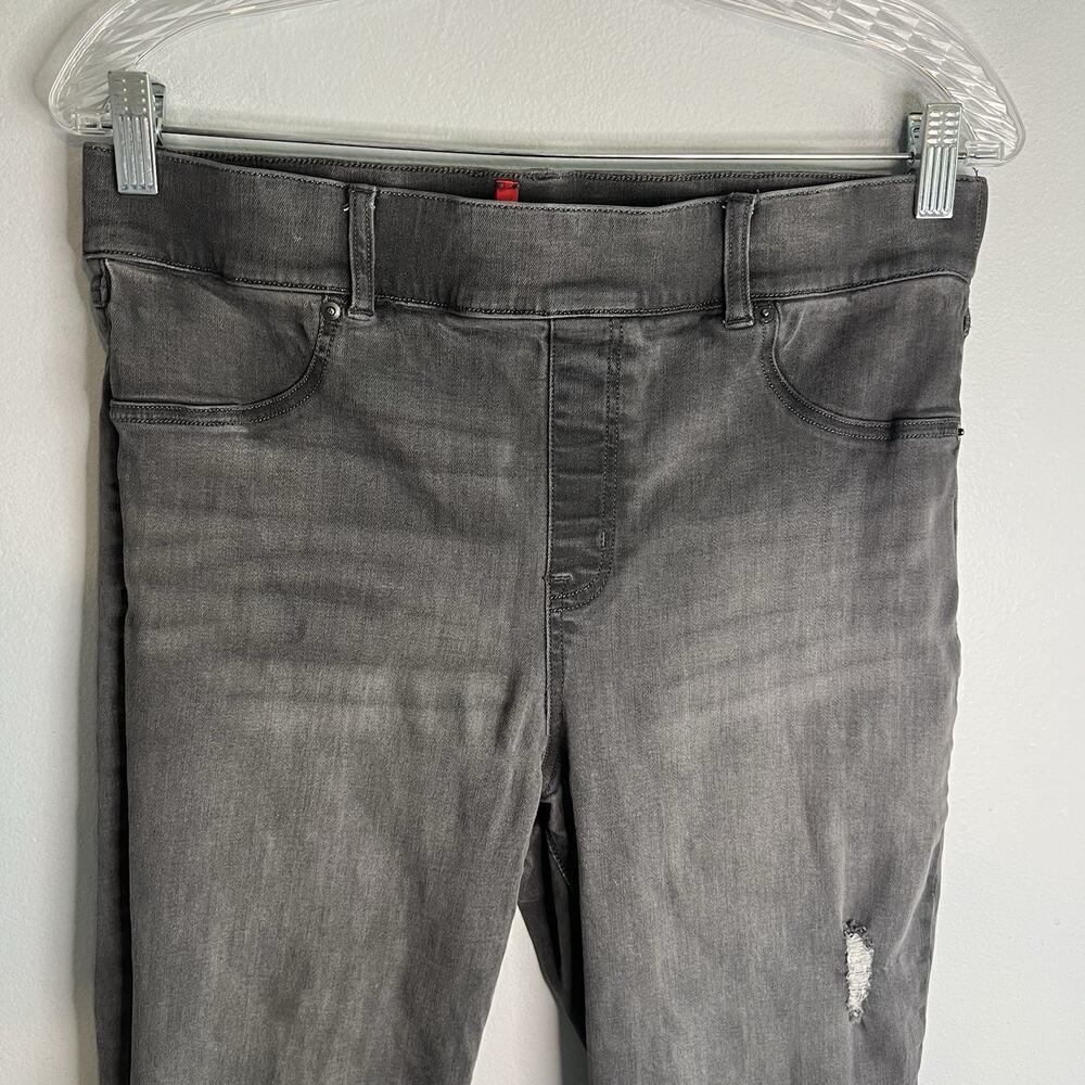 Spanx Womens Pull On Jeans Distressed Raw Hem Gray Sz XL Denim Charcoal - Picture 6 of 13